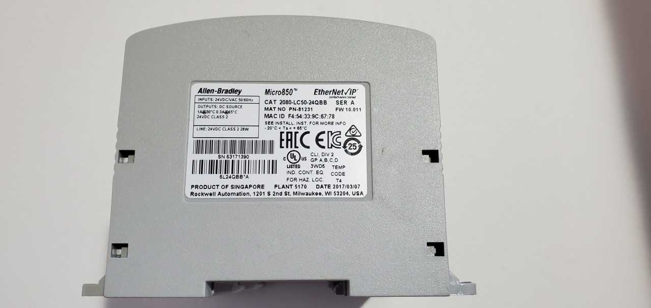Allen Bradley Micro 850 2080-LC50-24QBB PLC - AUTOMATION & CONTROLS