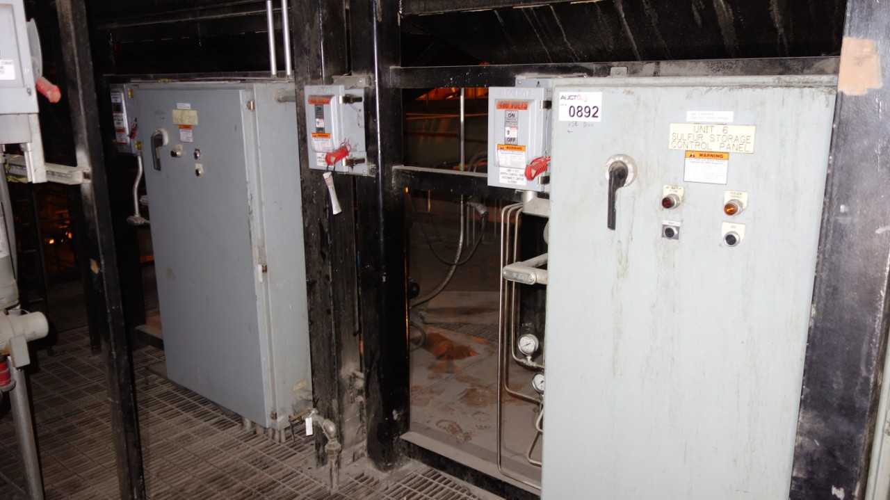 LOT OF 2 SULFUR STORAGE CONTROL PANEL W/ BALDOR VS1SP41-4B 1HP 480V-AC DRIVE W/ DISCONNECT - MOTOR DRIVES