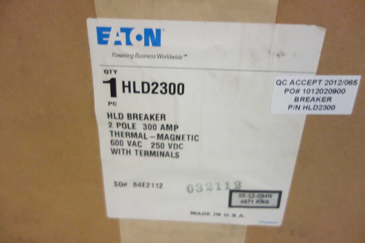 LOT OF 2 EATON HLD2300 2P 300A AMP 600V-AC MOLDED CASE BREAKER - CIRCUIT BREAKERS