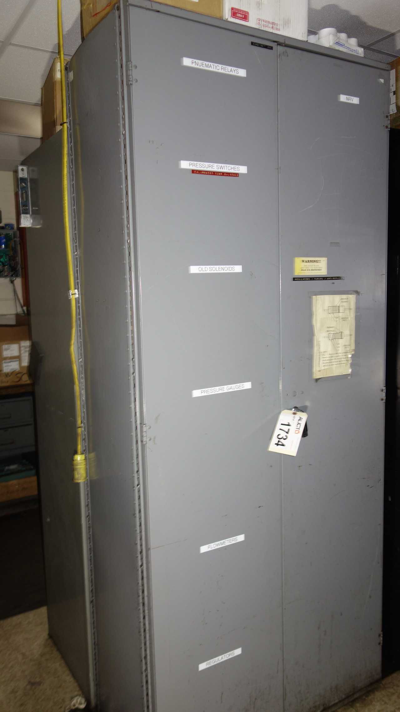 CABINET WITH CONTENTS, ASSORTED INSTRUMENTATION - INDUSTRIAL PARTS
