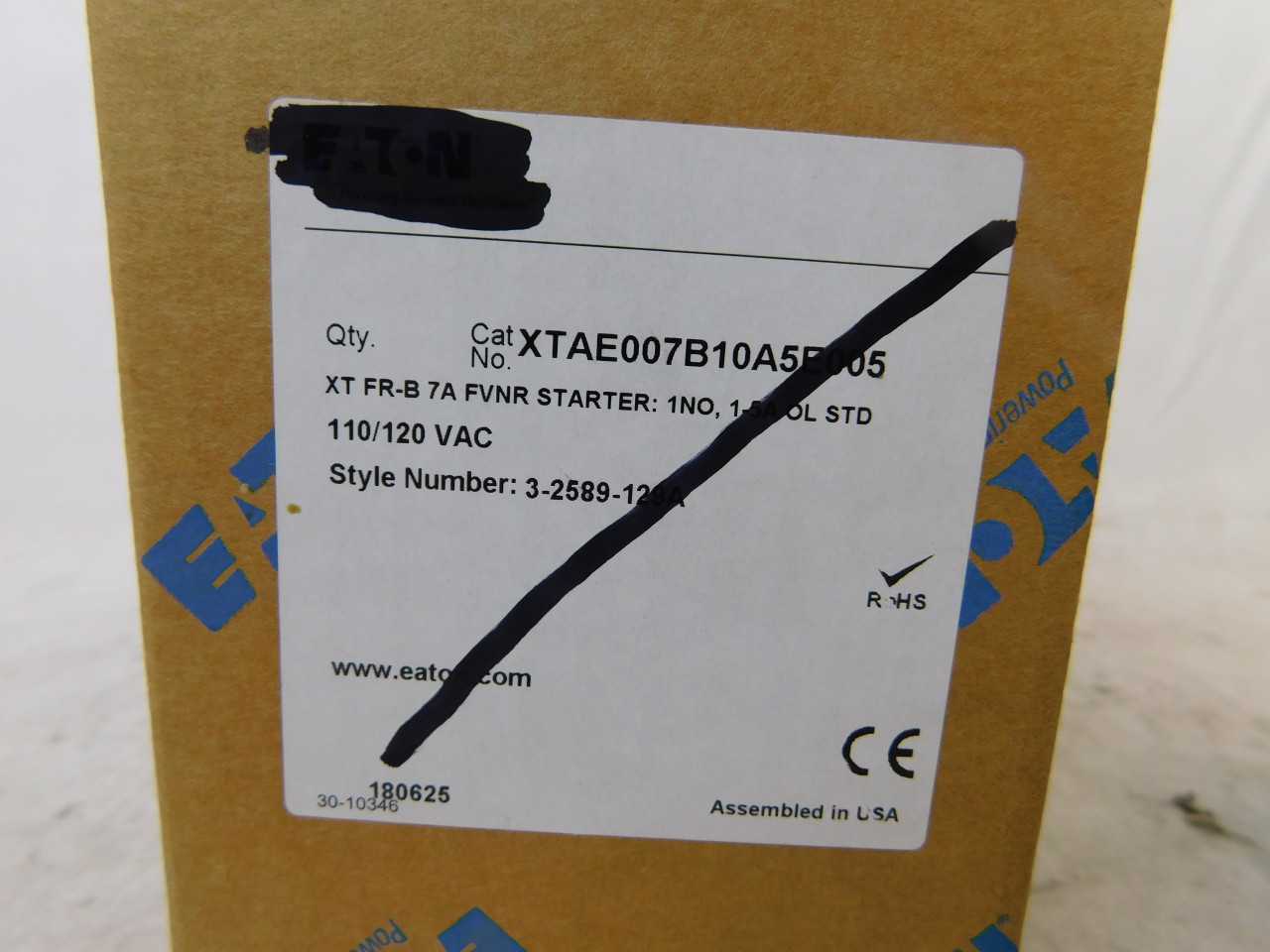 Lot of Qty 10x Eaton XTAE007B10A5E005 Non-Reversing Starter 7A 110/120VAC - MOTOR STARTERS