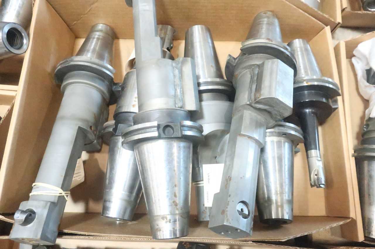 LOT OF ASSORTED CAT50 TOOL HOLDERS WITH ATTACHMENTS - ELECTRIC POWER TOOLS