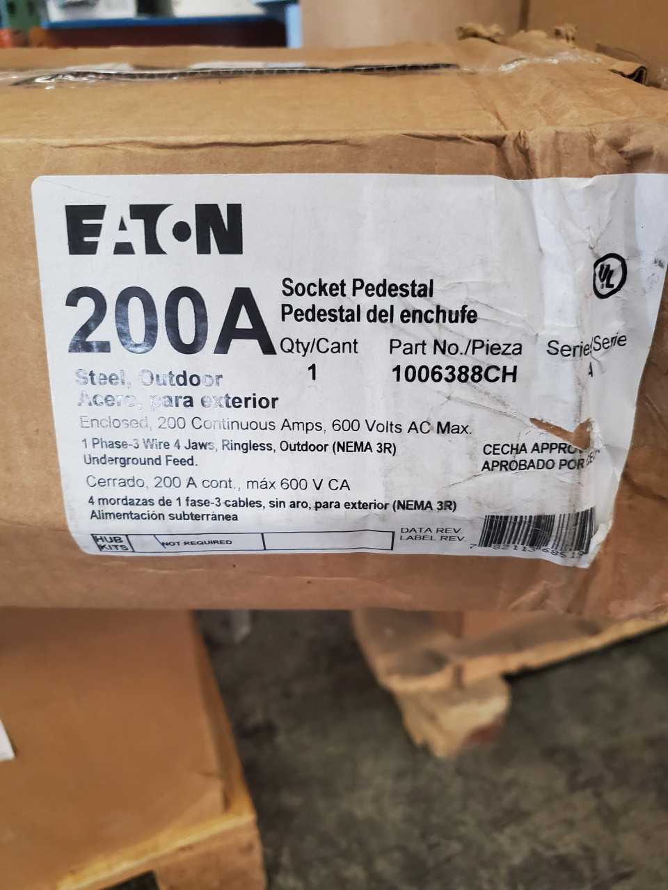 (1) Eaton 1006388CH Meter Socket 100/200A Pedestal - INDUSTRIAL PARTS