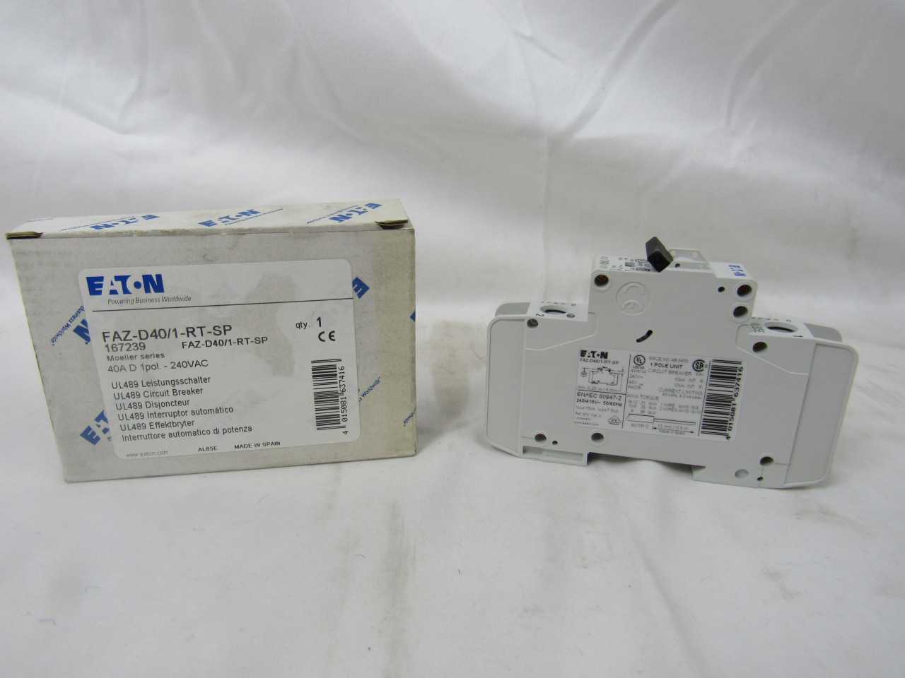 (53) Eaton FAZ-D40/1-RT-SP Plug In D Curve 1P 40A 120/240VAC 50/60Hz - ELECTRICAL COMPONENTS