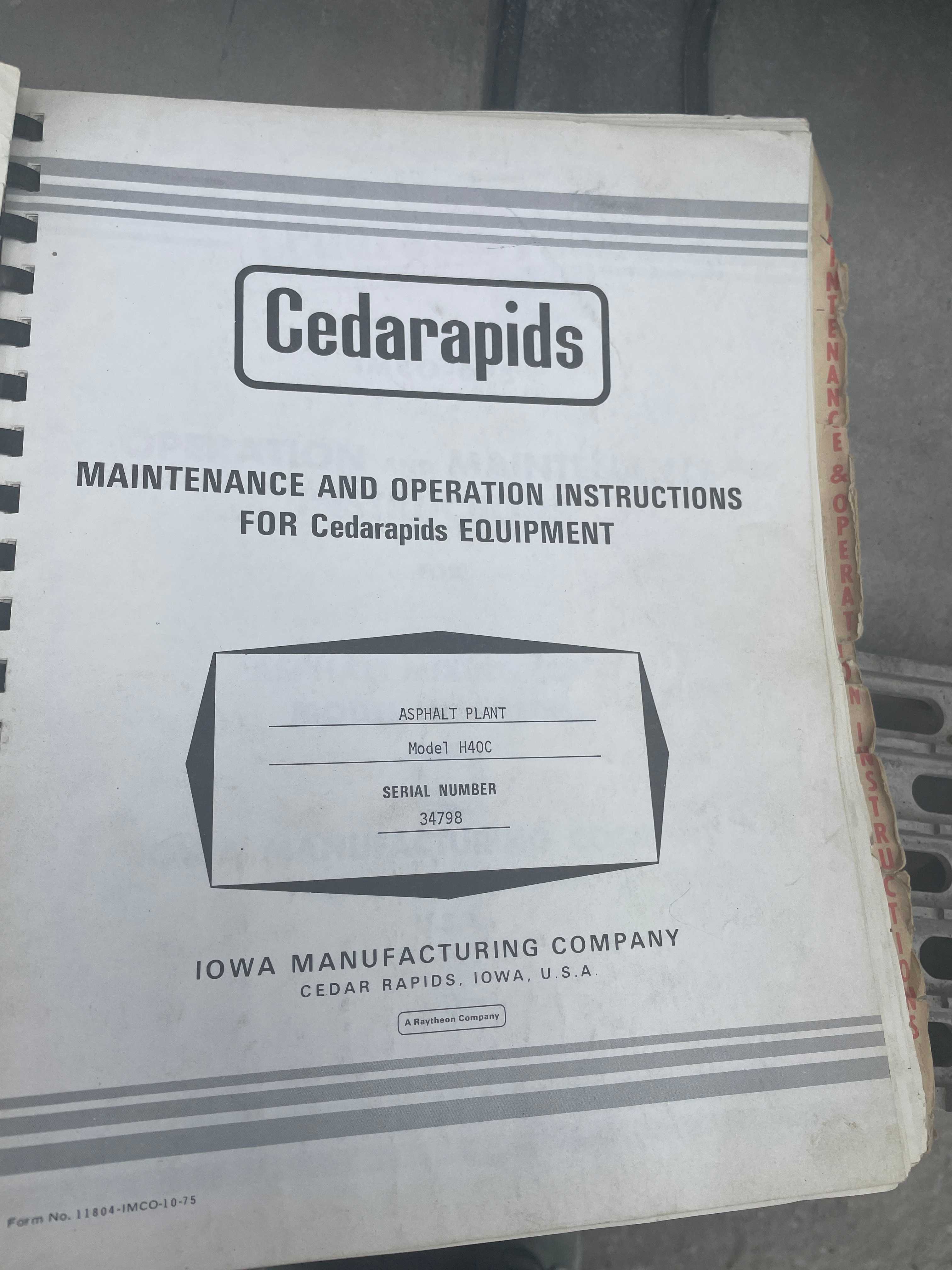 1976 Ceaderapids H40C BATCH TOWER - PAVING EQUIPMENT