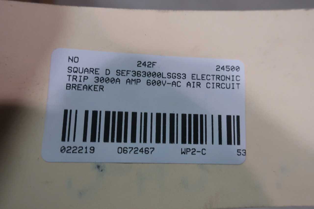 SQUARE D SEF363000LSGS3 CIRCUIT BREAKER 3000A - CIRCUIT BREAKERS