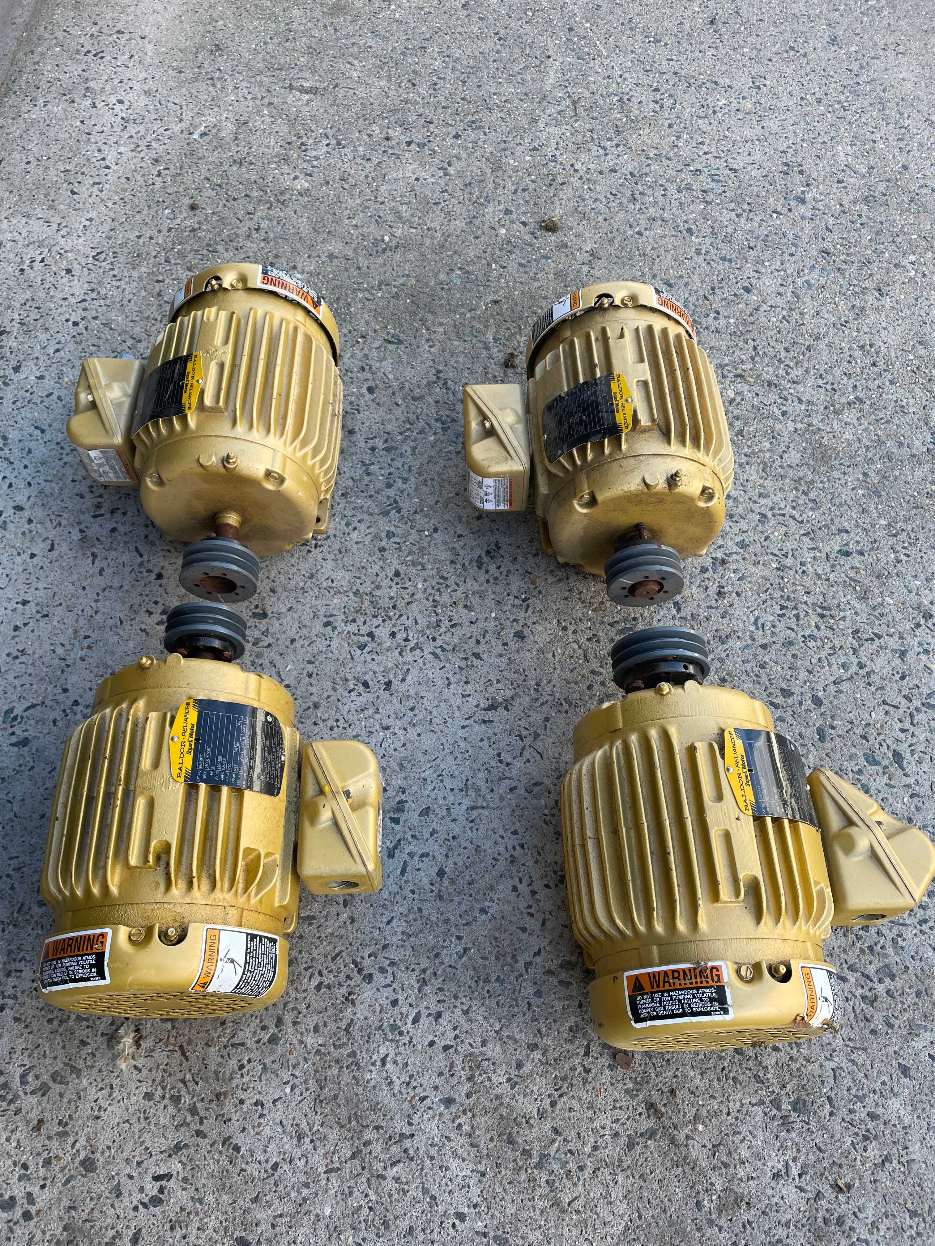 BULK LOT OF 2HP 3PH DUAL VOLTAGE BALDOR SUPER-E MOTORS - QTY 4 - ELECTRIC MOTORS