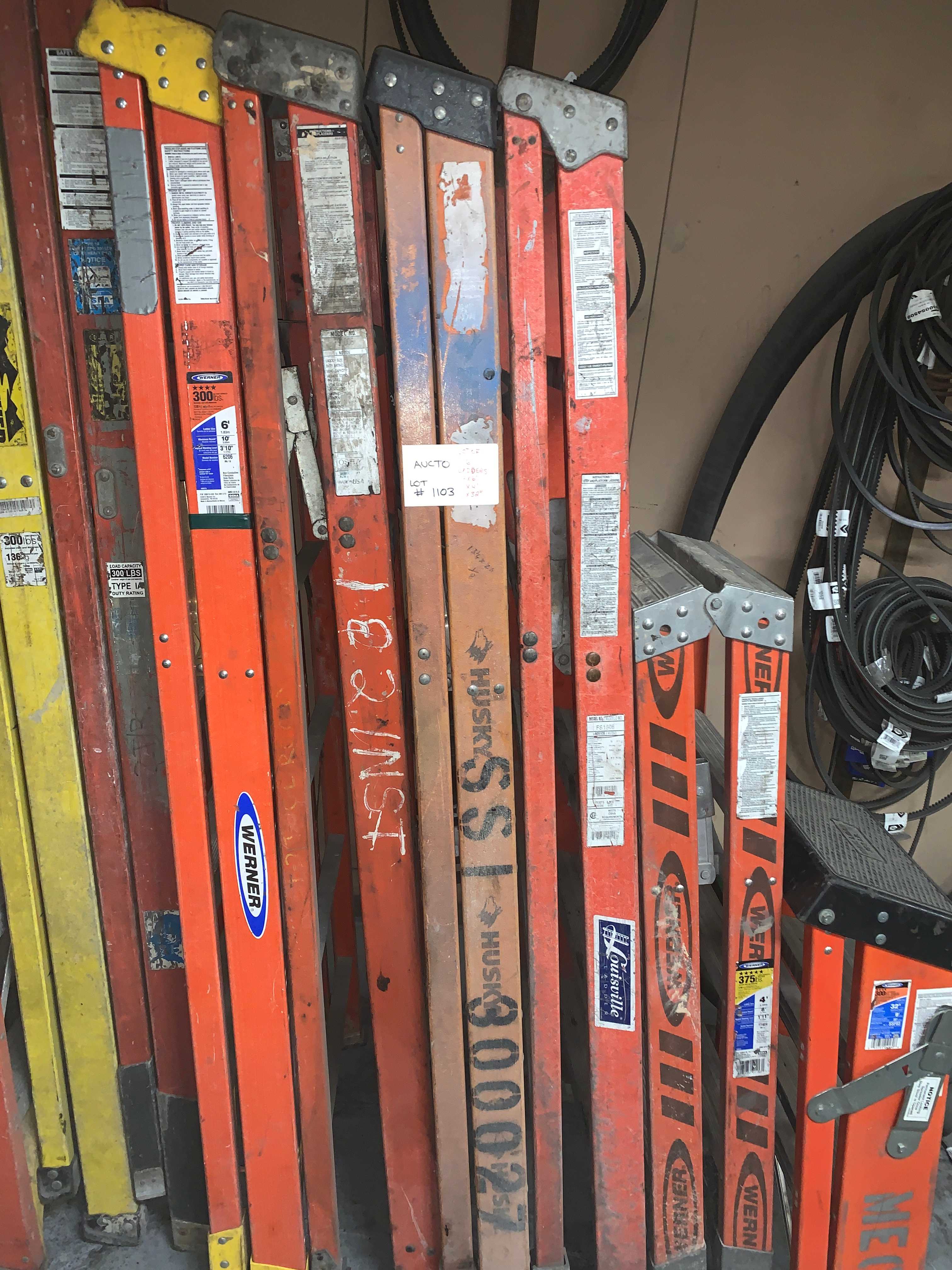 LOT OF SIX LADDERS - MATERIAL HANDLING