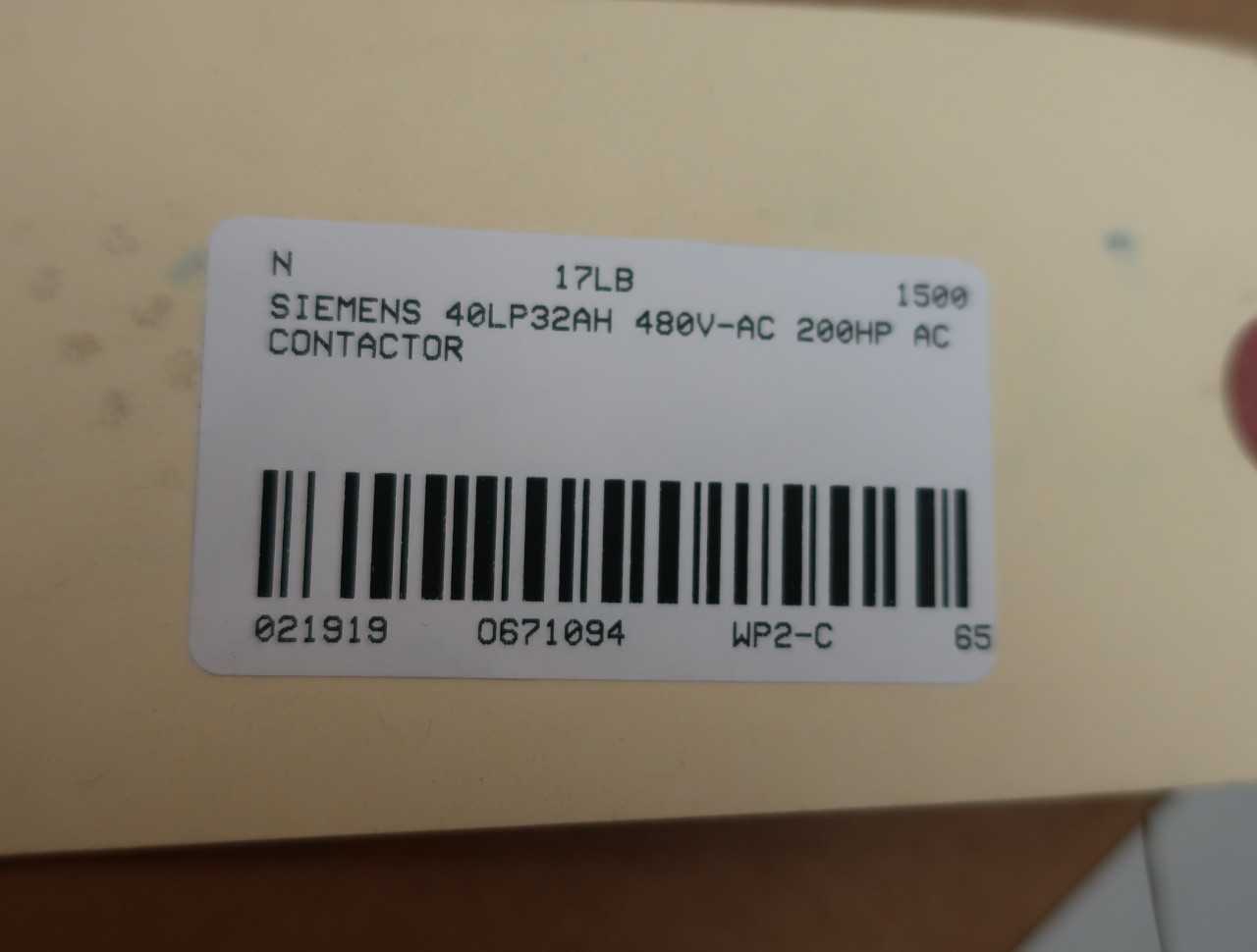 SIEMENS 40LP32AH SIZE 5 AC CONTACTOR 480V-AC 200HP - CONTACTORS