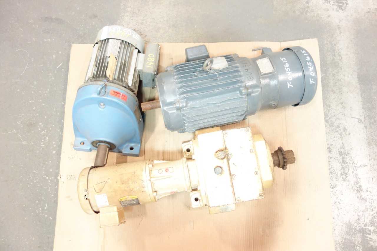 LOT OF 3 ASSORTED AC ELECTRIC MOTORS- DODGE, SEW EURODRIVE, BALDOR - ELECTRIC MOTORS