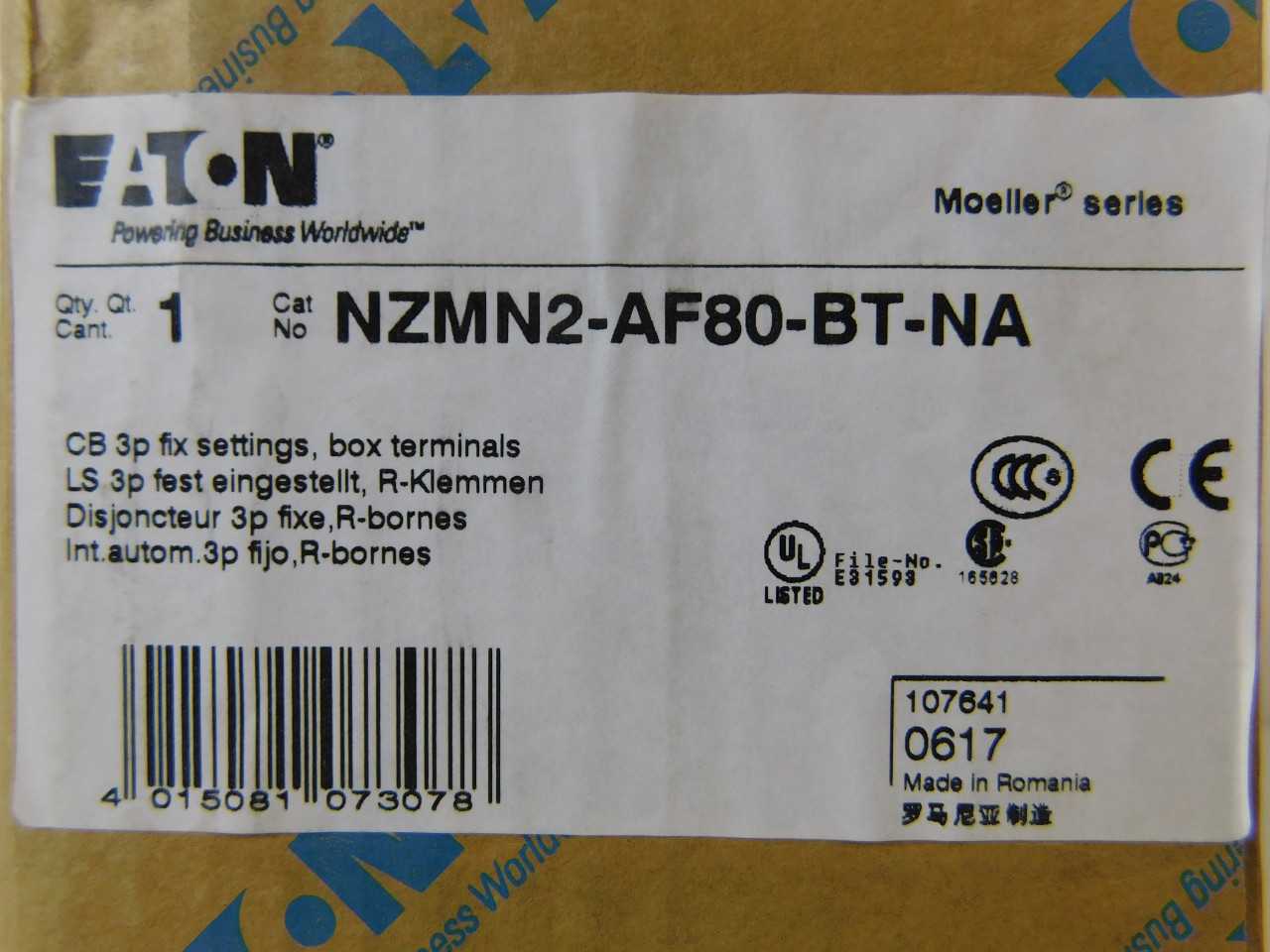 Quantity 2 of Eaton NZMN2-AF80-BT-NA MCCB NZMN2 3P 80A - CIRCUIT BREAKERS
