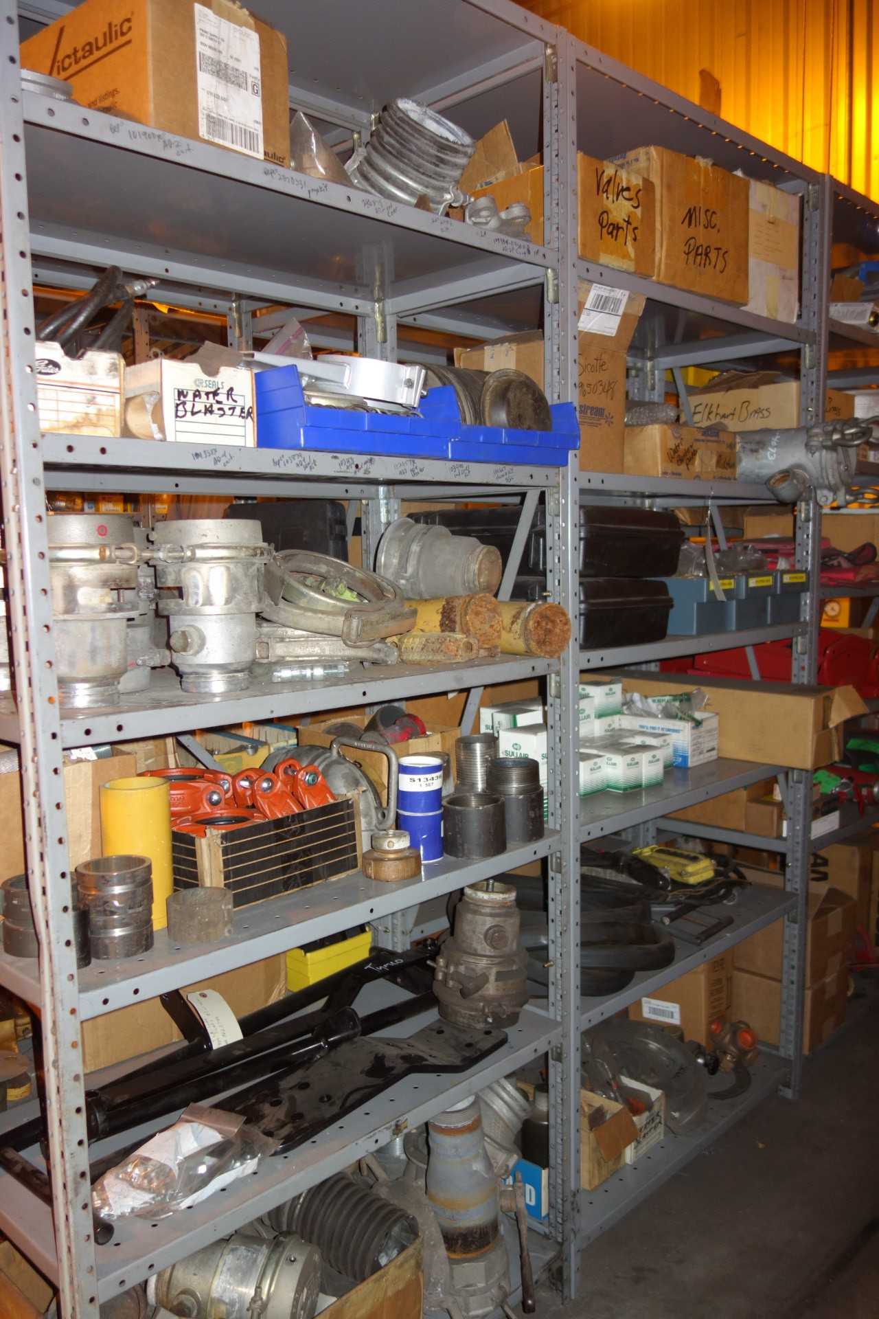 CONTENTS OF 2 SHELVING, HEAVY EQUIPMENT PARTS - SHELVING