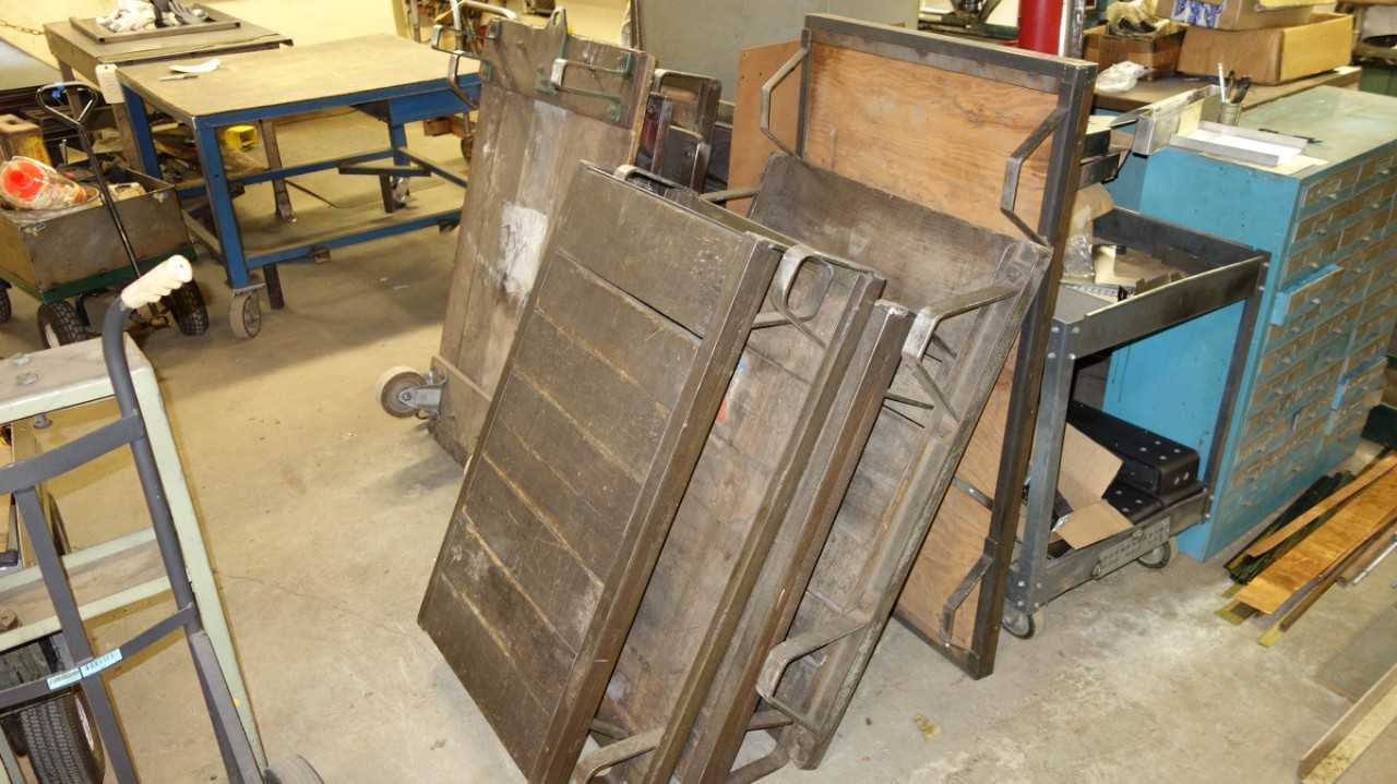 LOT OF 9 WOODEN PALLET PLATFORMS - MATERIAL HANDLING