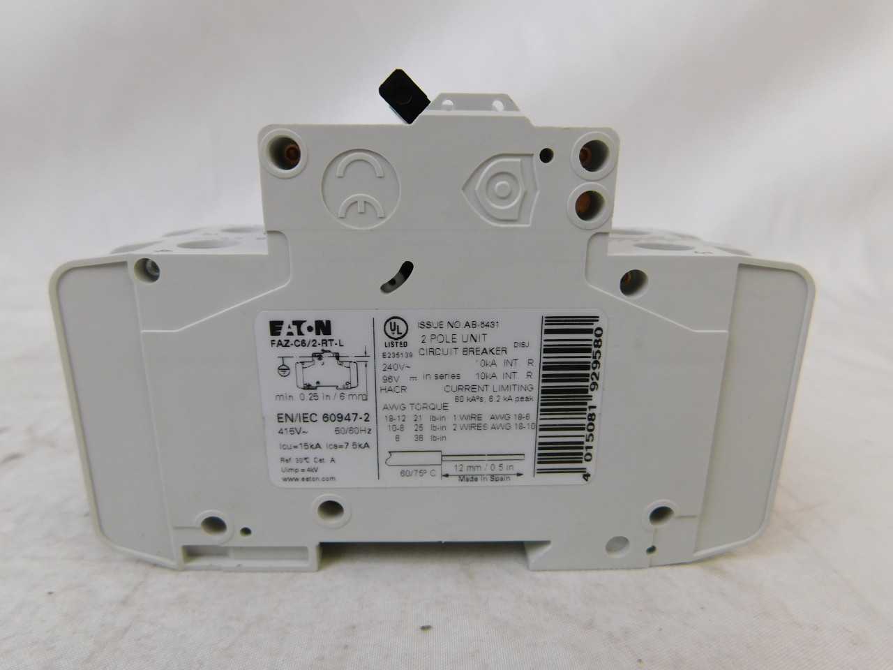 Lot of Qty 35x Eaton FAZ-C6/2-RT-L Plug In FAZ 2P 6A 120/240VAC 50/60Hz - ELECTRICAL COMPONENTS