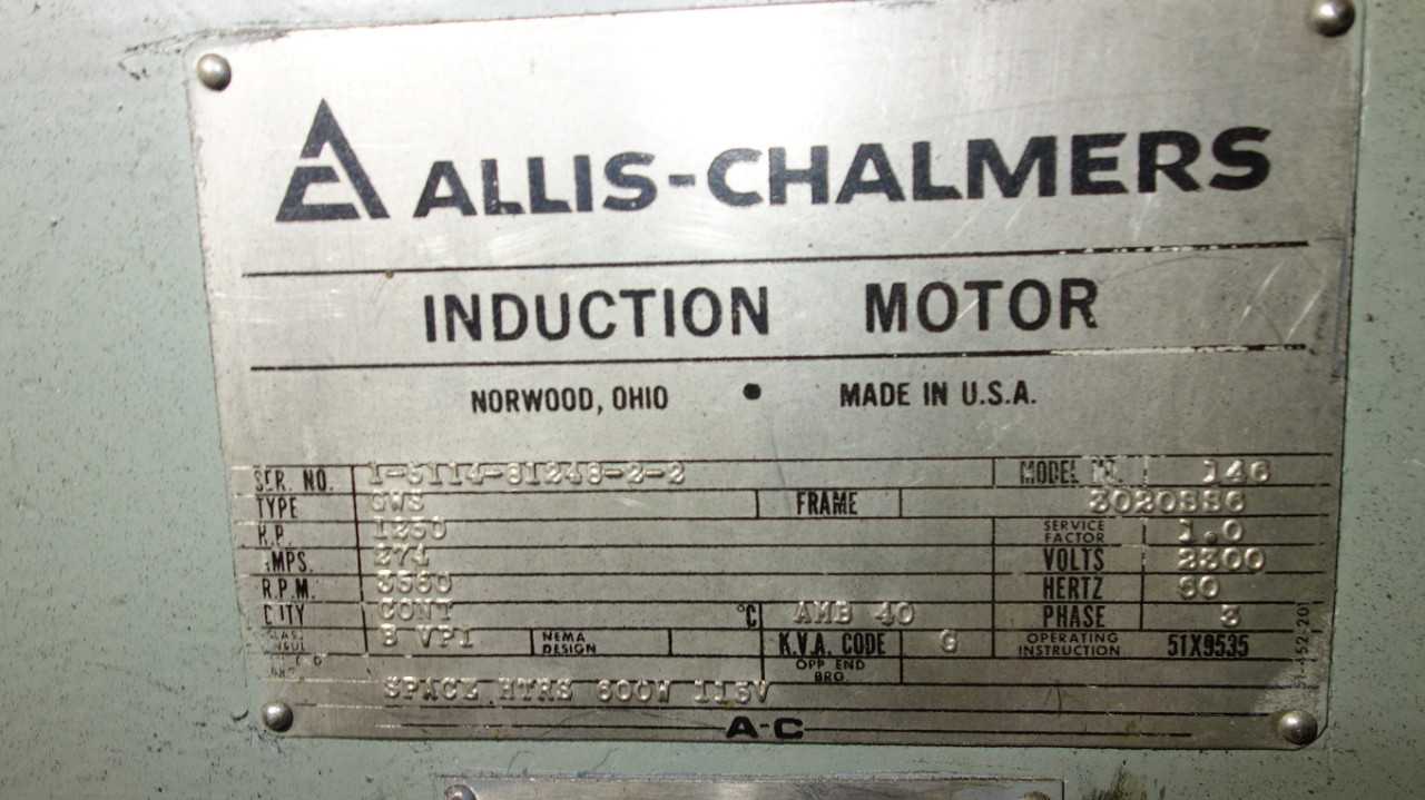 ALLIS CHALMERS 136 GWS 1250HP AC MOTOR 2300V 3020SS6 - MISCELLANEOUS