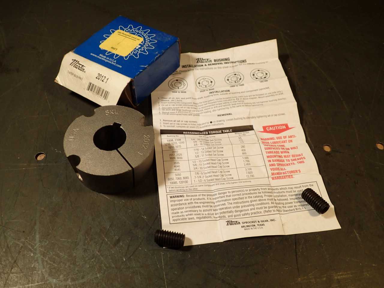 Martin Sprocket & Gear 2012 1" Bore Taper-Lock Bushing, 5KL: NOS - New Old Stock - BUSHING
