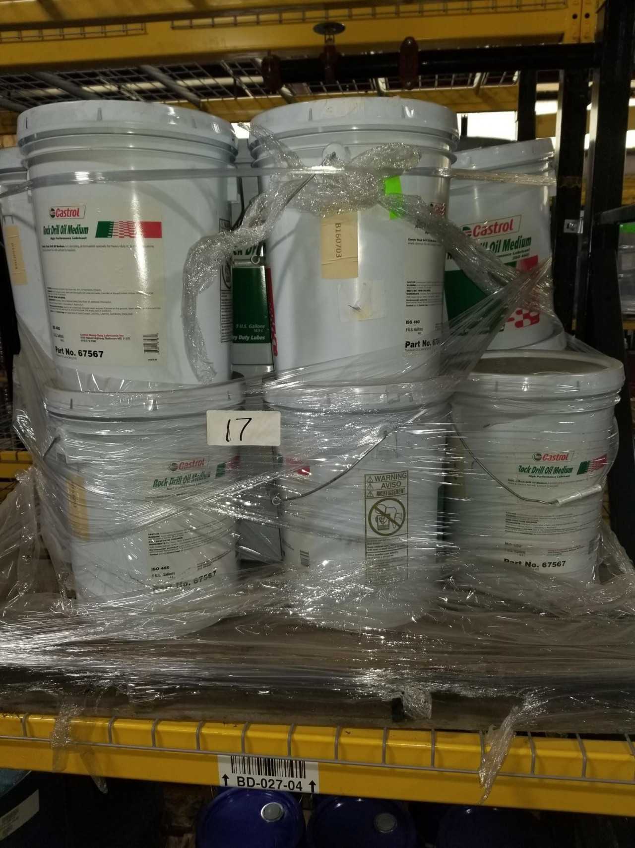 Lot of 17 Pails - CASTROL ROCK DRILL OIL MEDIUM 460 5ga pails (85 gallons total) - MISCELLANEOUS