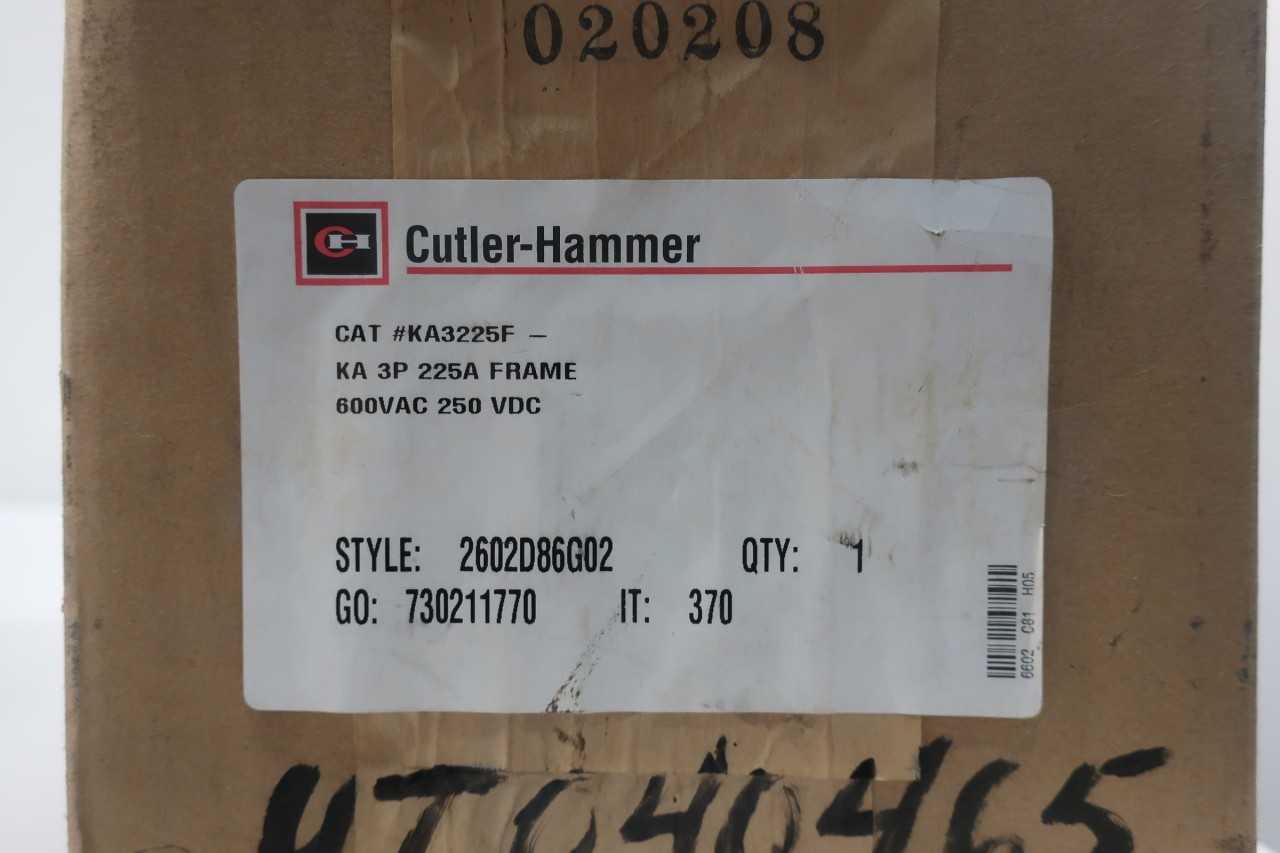 CUTLER HAMMER KA3225F 225A 3P CIRCUIT BREAKER - CIRCUIT BREAKERS
