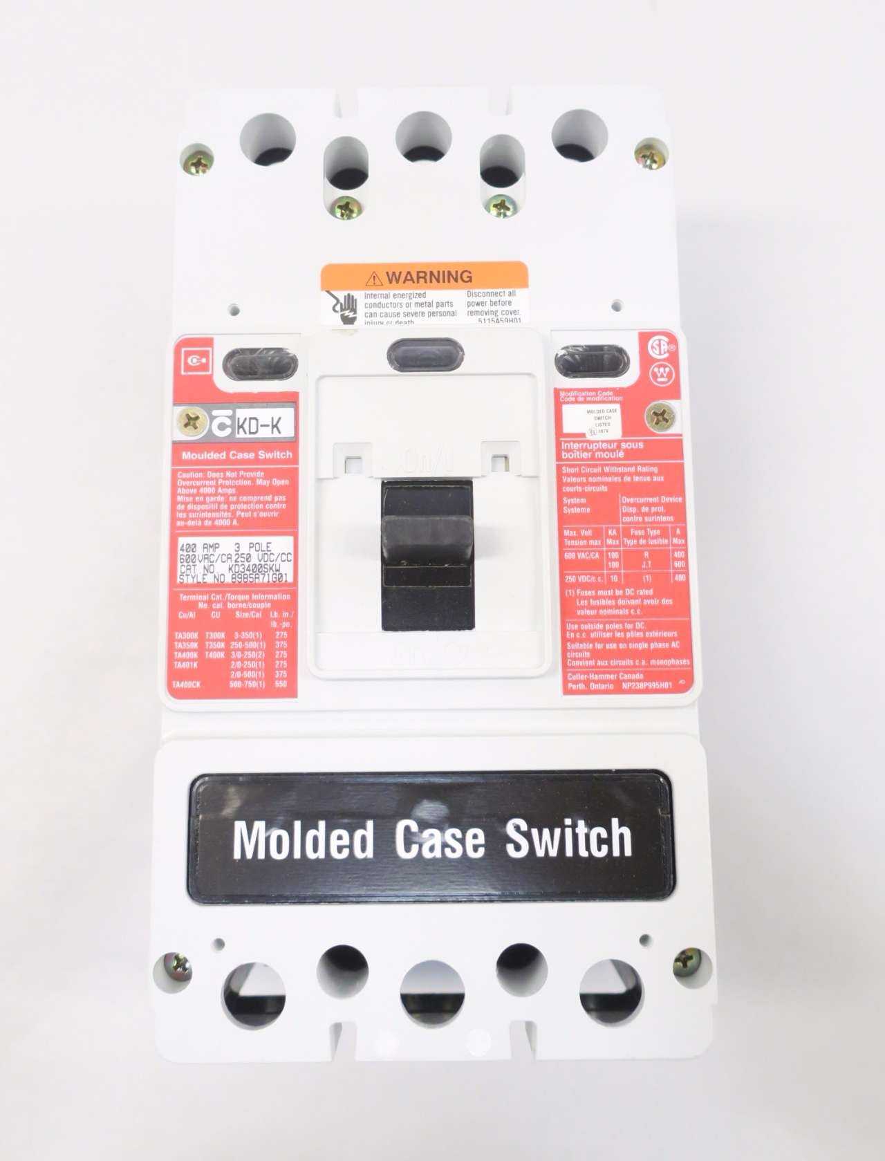 CUTLER HAMMER 400 AMP CIRCUIT BREAKER - MISCELLANEOUS