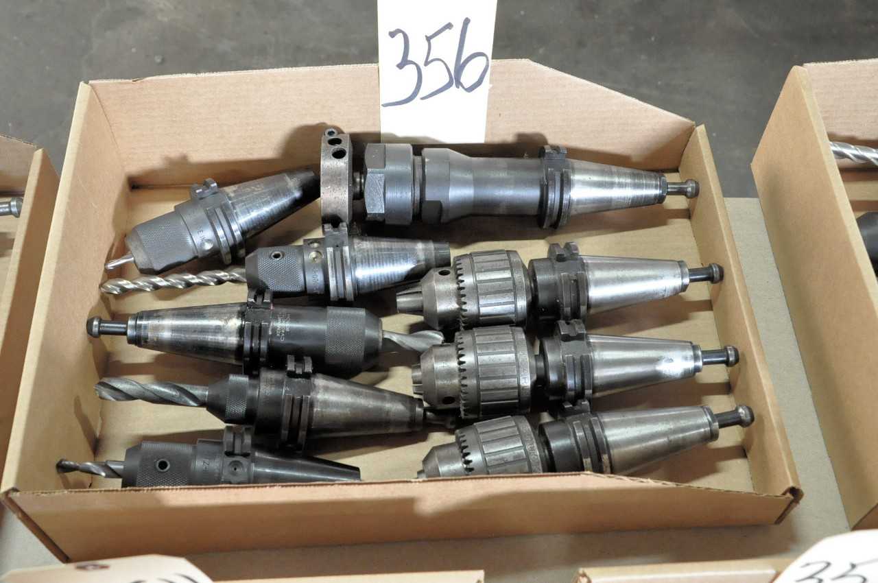 9 CAT40 Taper Tool Holders with Chucks and Cutters in 1 Box - ELECTRIC POWER TOOLS