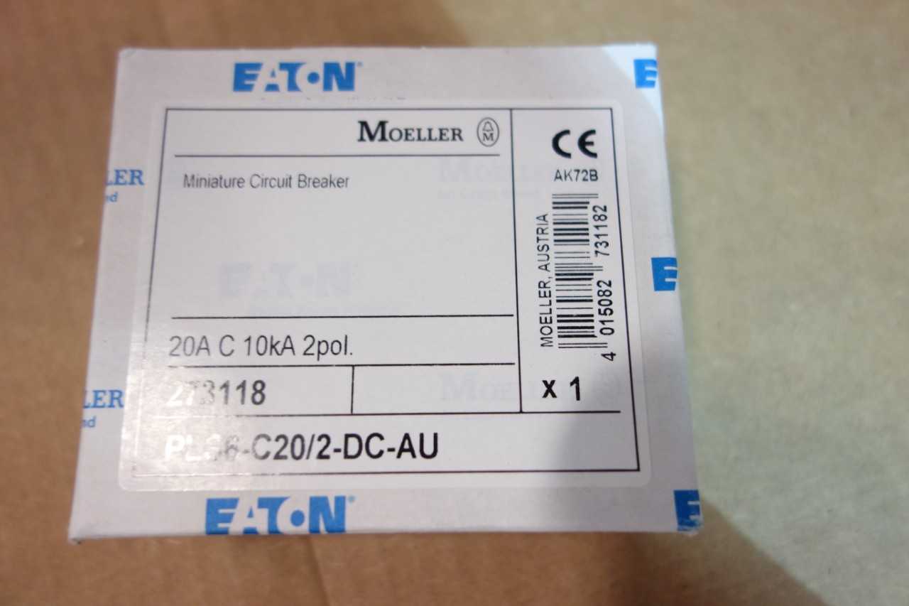 LOT OF EATON MOELLER CIRCUIT BREAKERS 2 POLE 20 AMP 10KA DC\ RATED PLS6-C20/2DC - CIRCUIT BREAKERS
