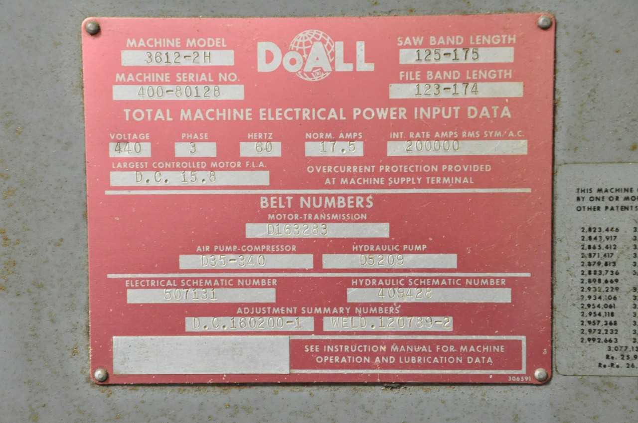 DoAll Model 3612 2H Vertical Band Saw - METAL SAWS