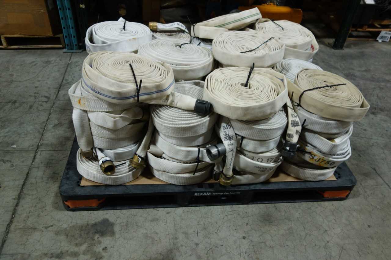 LOT OF 68 POLYFLEX FIRE HOSE 1-ONE HALF IN 50FT 100FT LENGTHS - SAFETY EQUIPMENT