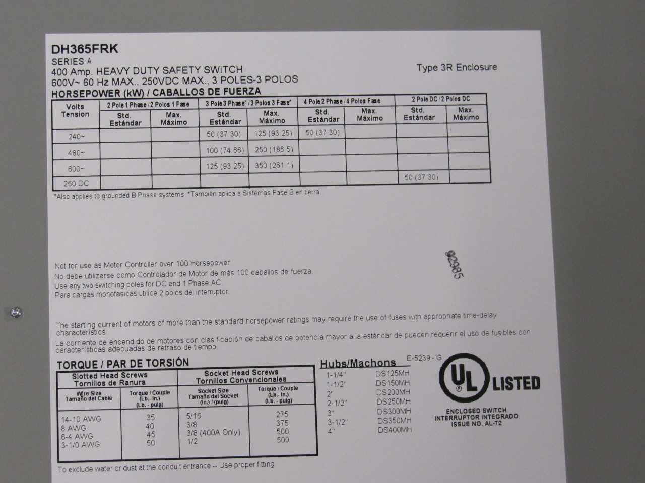 Eaton Heavy Duty Safety Switch - SAFETY EQUIPMENT