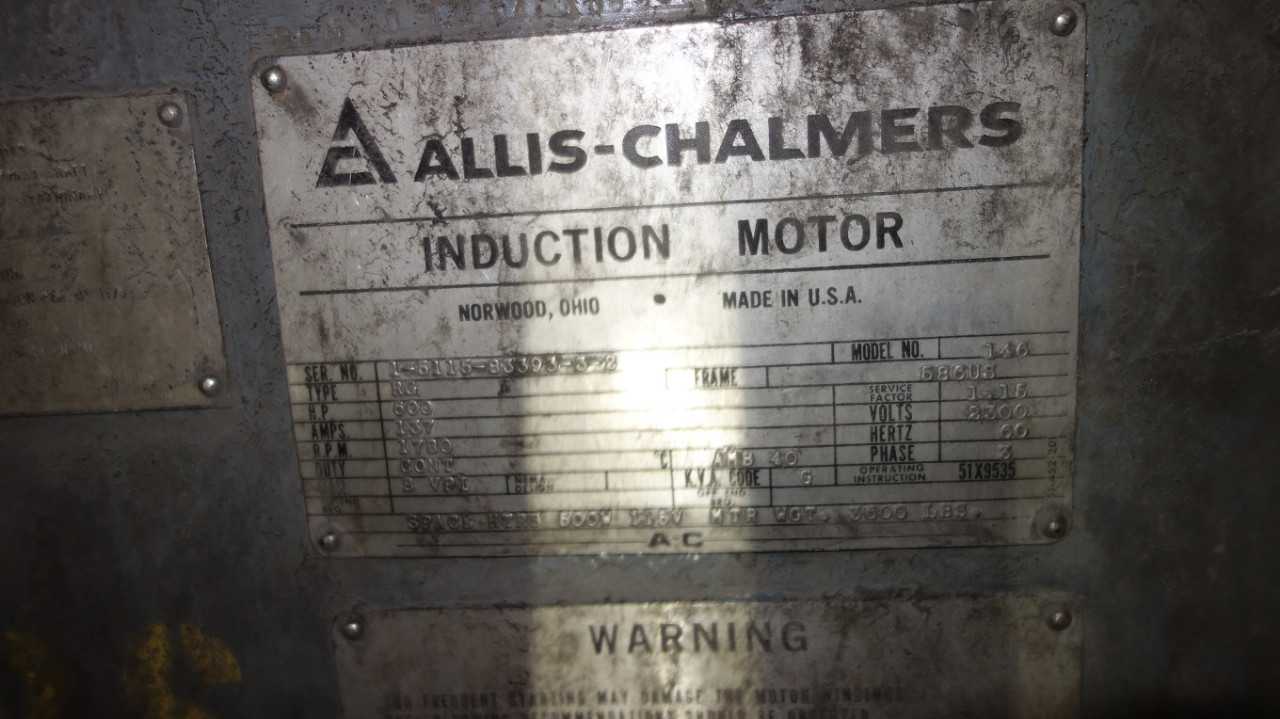 ALLIS CHALMERS 146 RG 600HP AC MOTOR 2300V 586US - MISCELLANEOUS