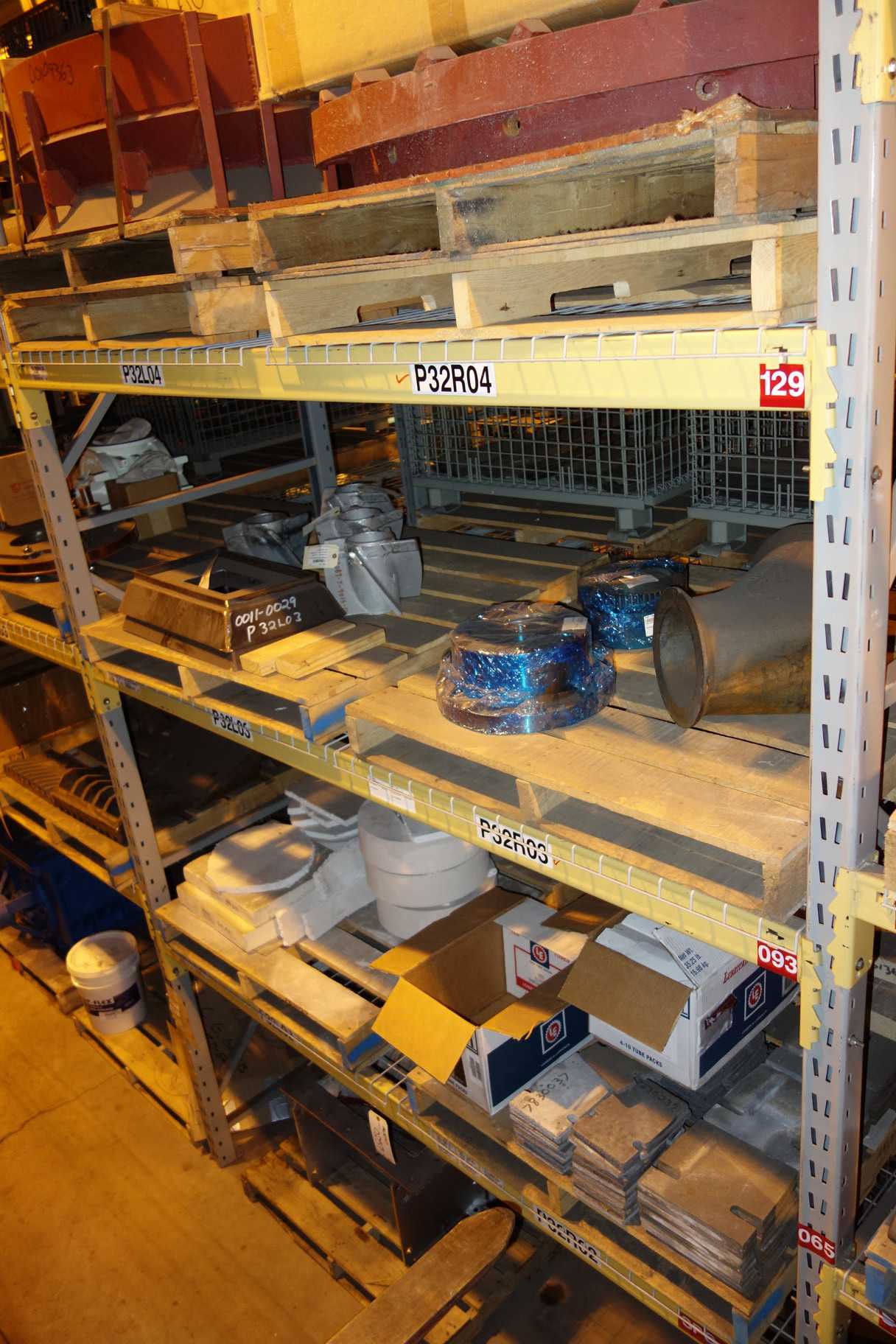CONTENTS OF 3 UPRIGHT RACKING SECTIONS, TURBINE - INDUSTRIAL PARTS