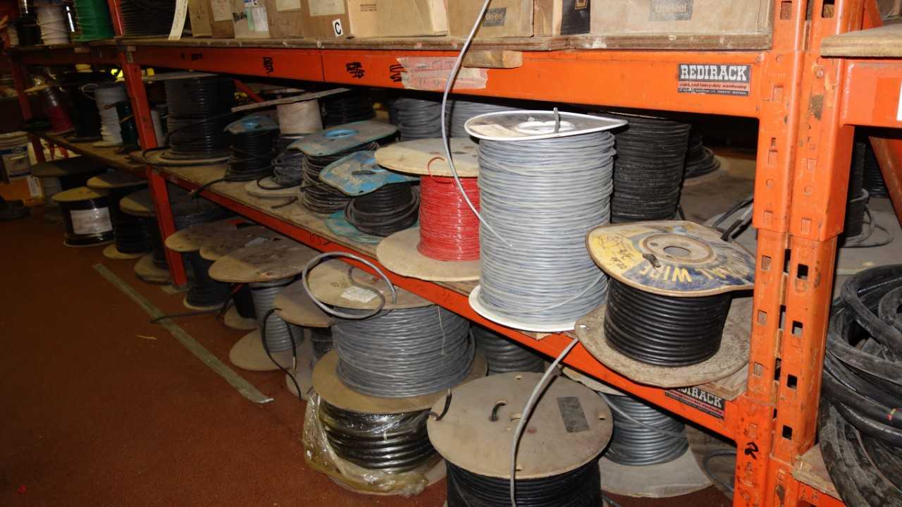 LOT OF ASSORTED SPOOLS OF WIRE - ELECTRICAL COMPONENTS