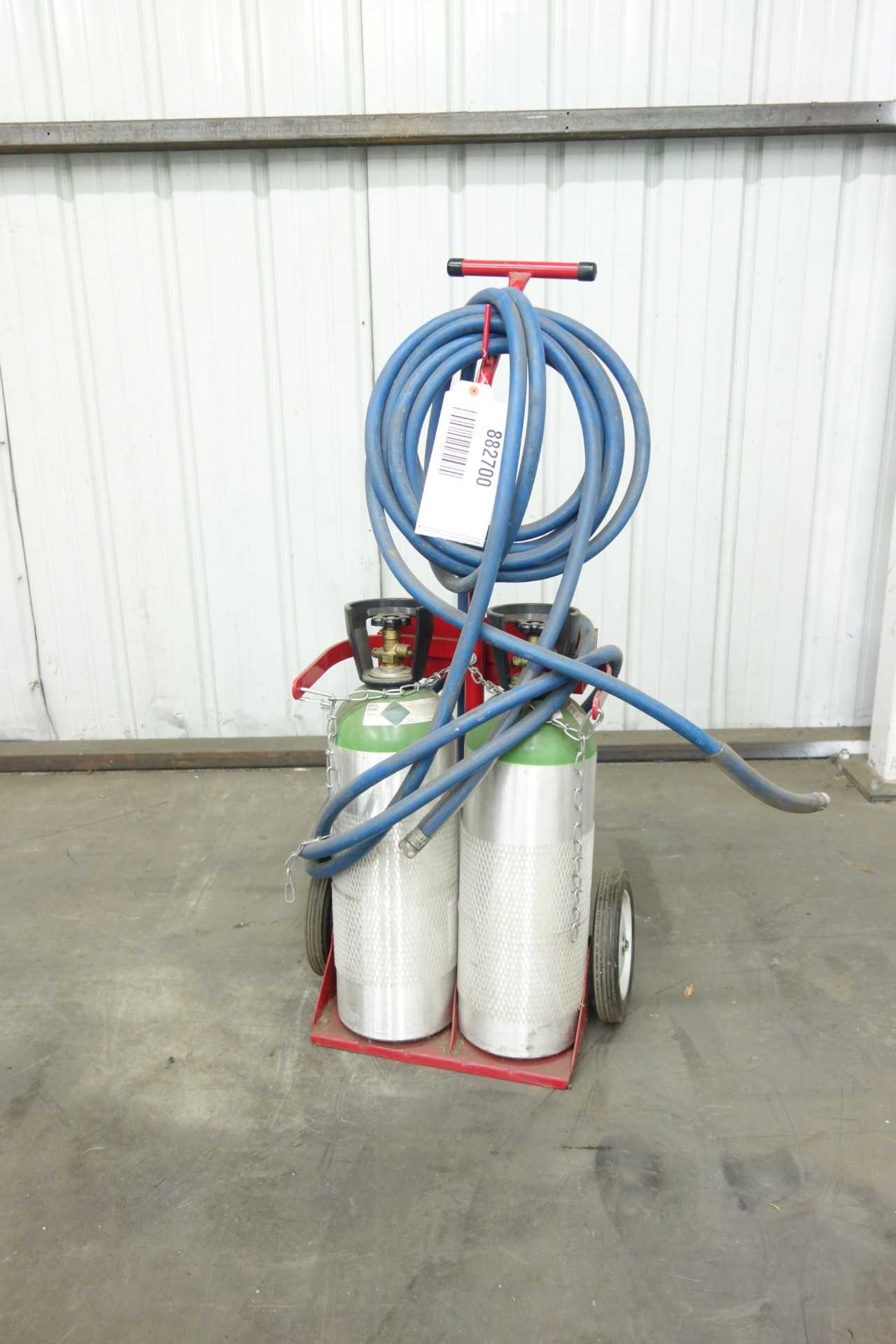 SET OF 2 CARBON DIOXIDE TANKS WITH 2 WHEELED DOLLY - PROCESS EQUIPMENT