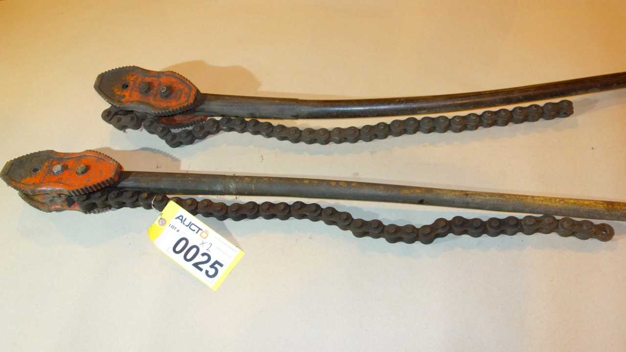 LOT OF 2 ARMSTRONG 23-235 1-1/2-8IN PIPE CHAIN WRENCH - HAND TOOLS