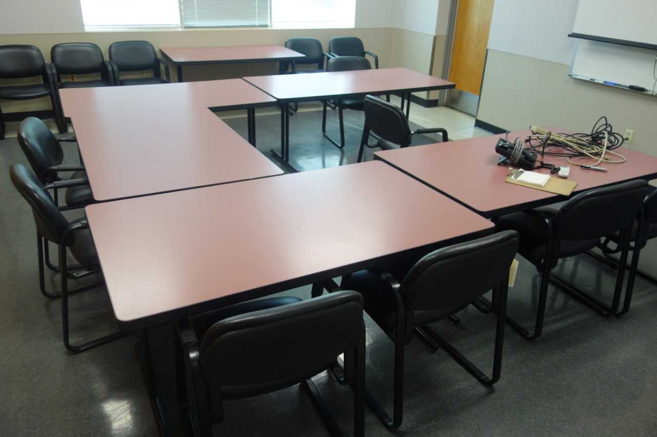 6x office tables, 5' x 3', with 12x Safco chairs (DELAYED REMOVAL) - PLANT & FACILITY