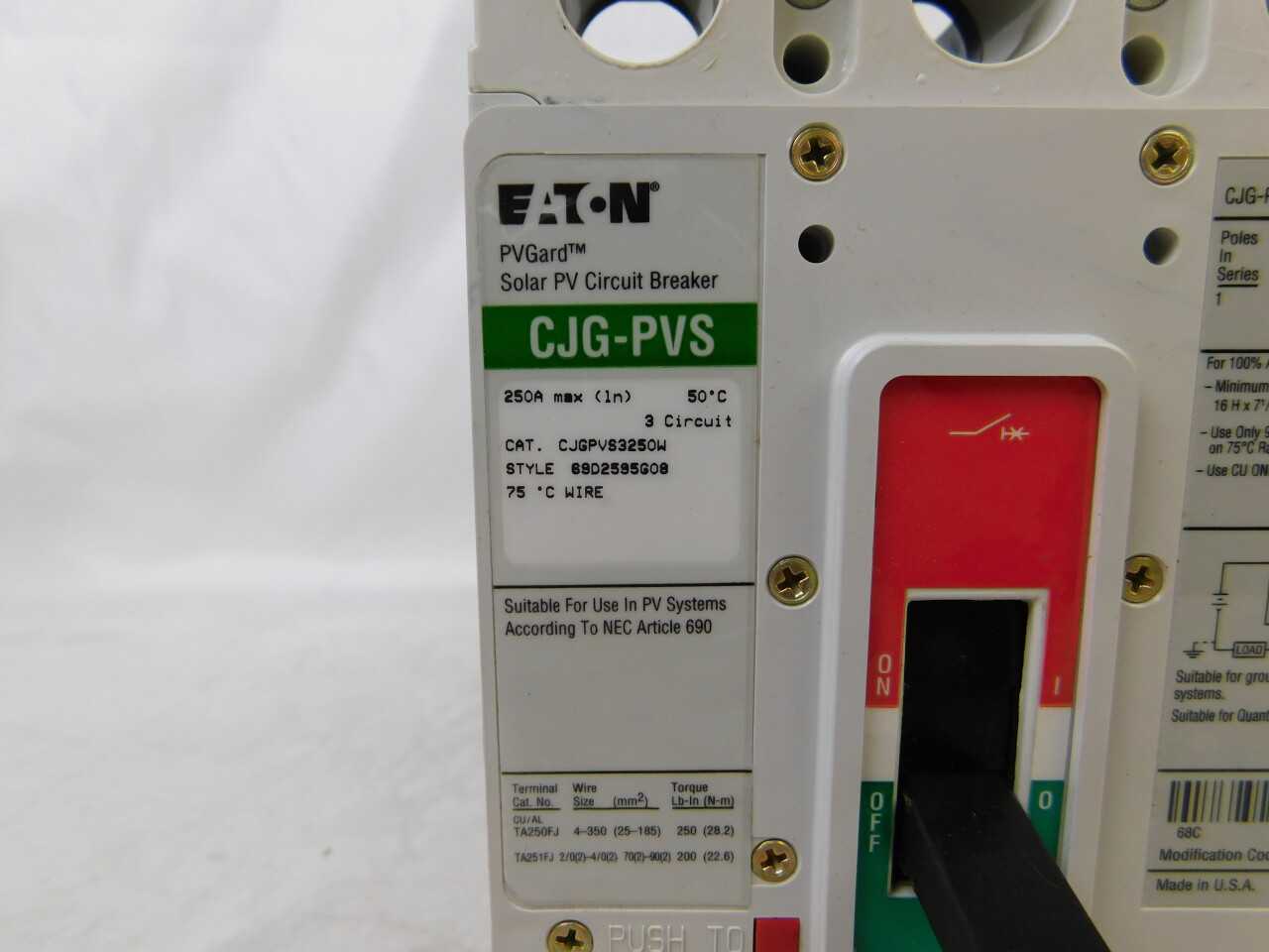 Quantity of 1x CJGPVS3250W MCCB/Molded Case Circuit Breaker - CIRCUIT BREAKERS