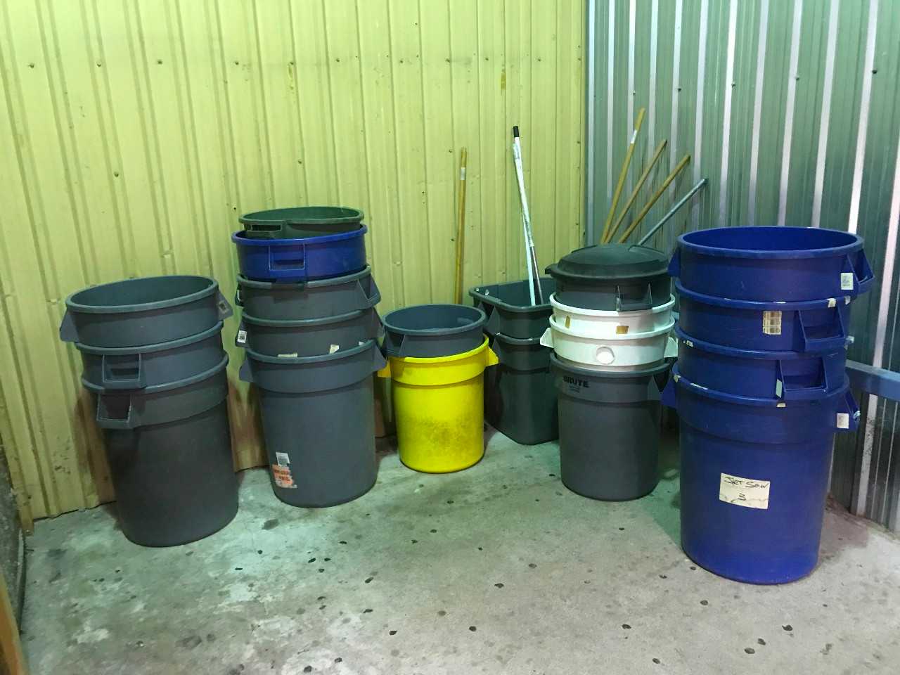 Approx 20 RubberMaid Cans multiple locations - MATERIAL HANDLING