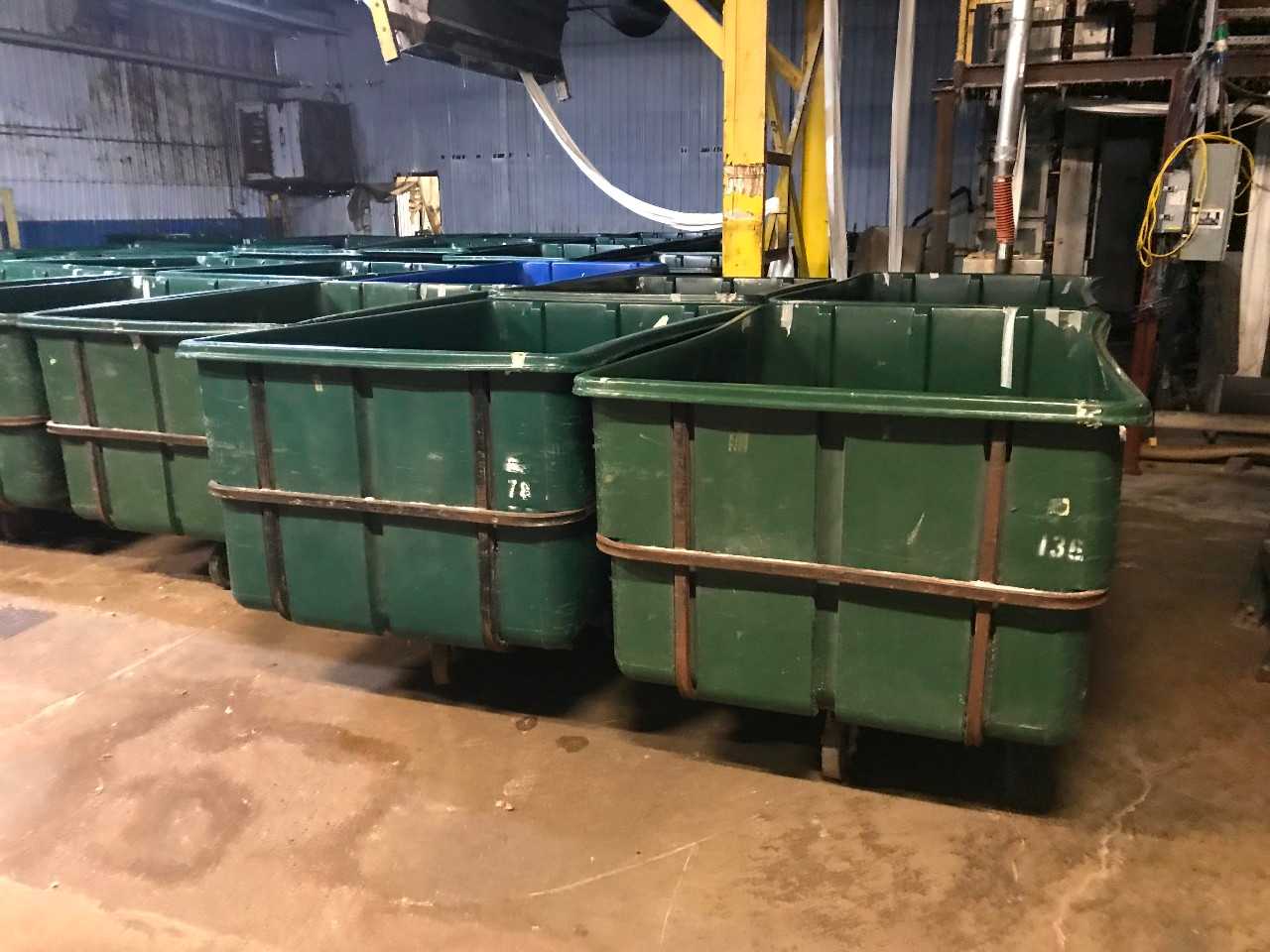  Green Tub Carts  Lot of 3  - ROLLING CARTS
