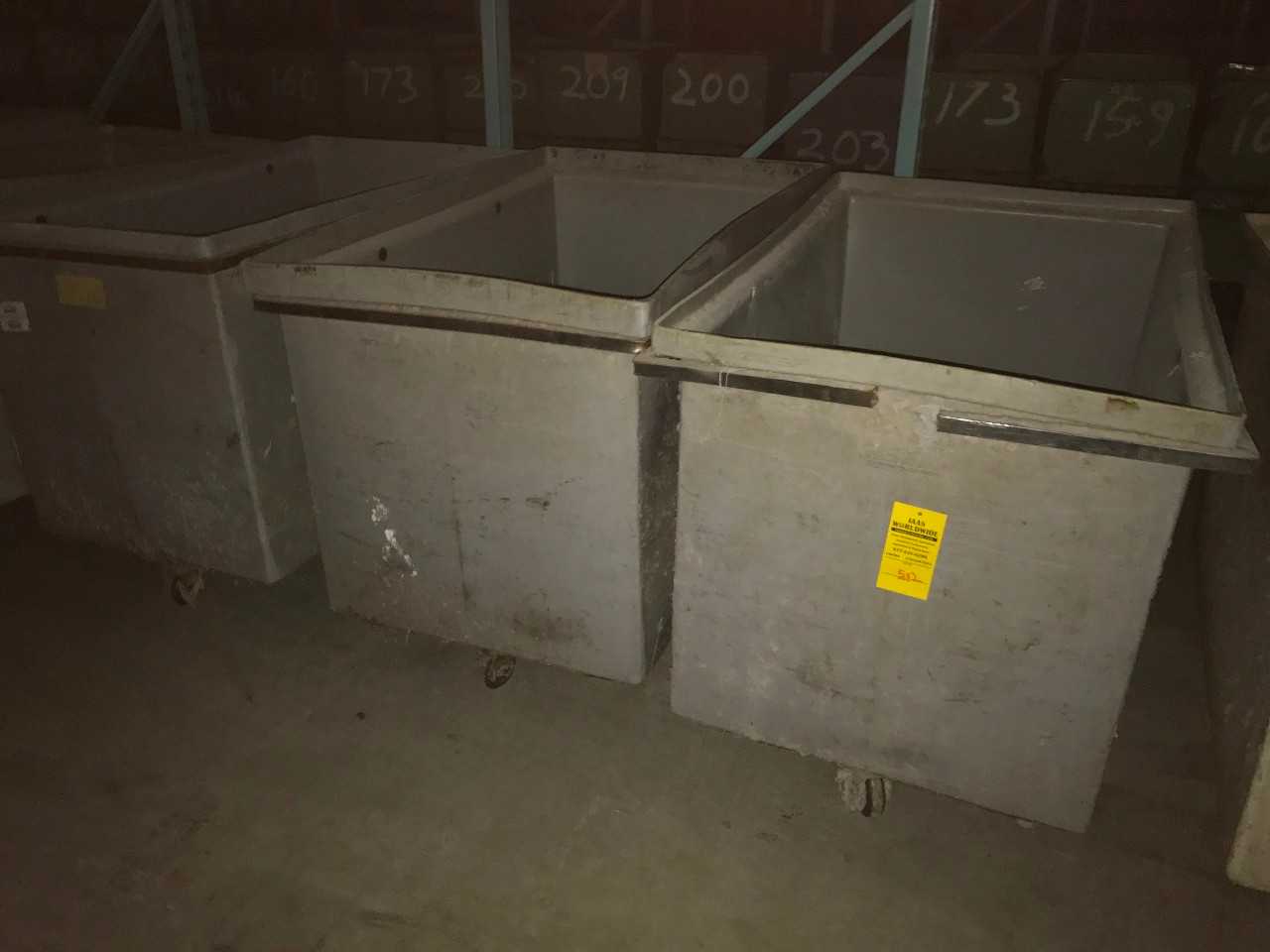 Lot of 3 Grey Tub Carts  - ROLLING CARTS