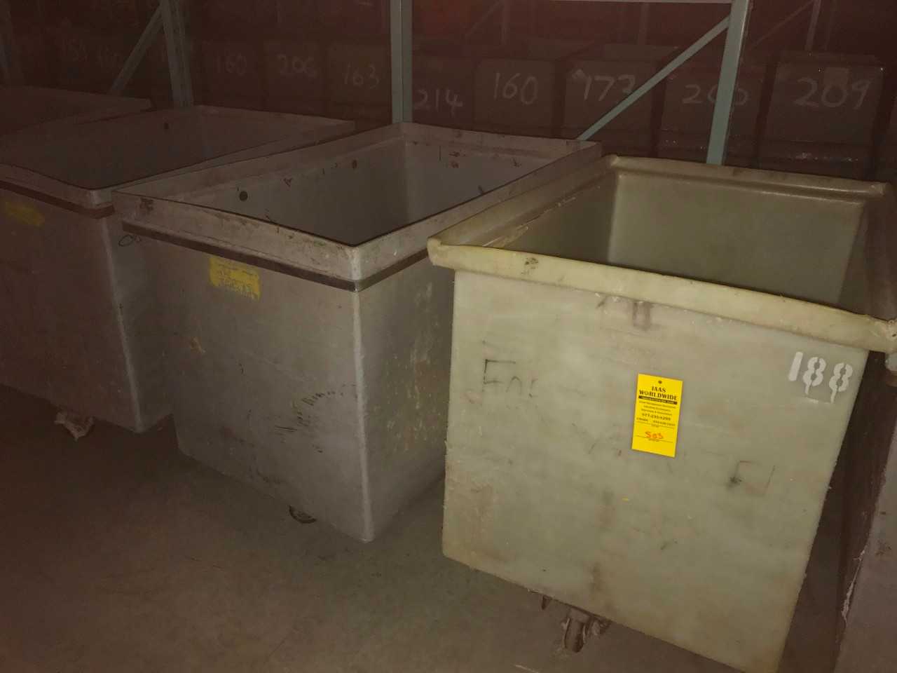Lot of 3 Grey Tub Carts  - ROLLING CARTS