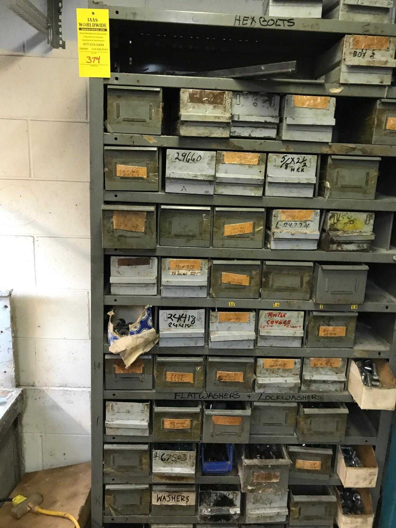 Parts Room Shelving with Misc Bolts Nuts and Washers - INDUSTRIAL PARTS