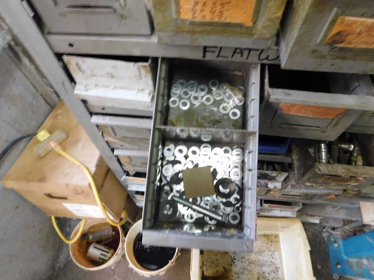 Parts Room Shelving with Misc Bolts Nuts and Washers - INDUSTRIAL PARTS
