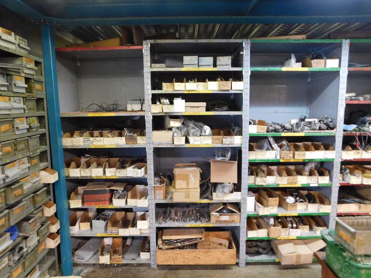 Parts Room Shelving with Misc Parts 3 Racks  - INDUSTRIAL PARTS