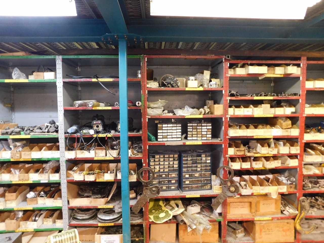 Parts Room Shelving with Misc Parts 3 Racks  - INDUSTRIAL PARTS