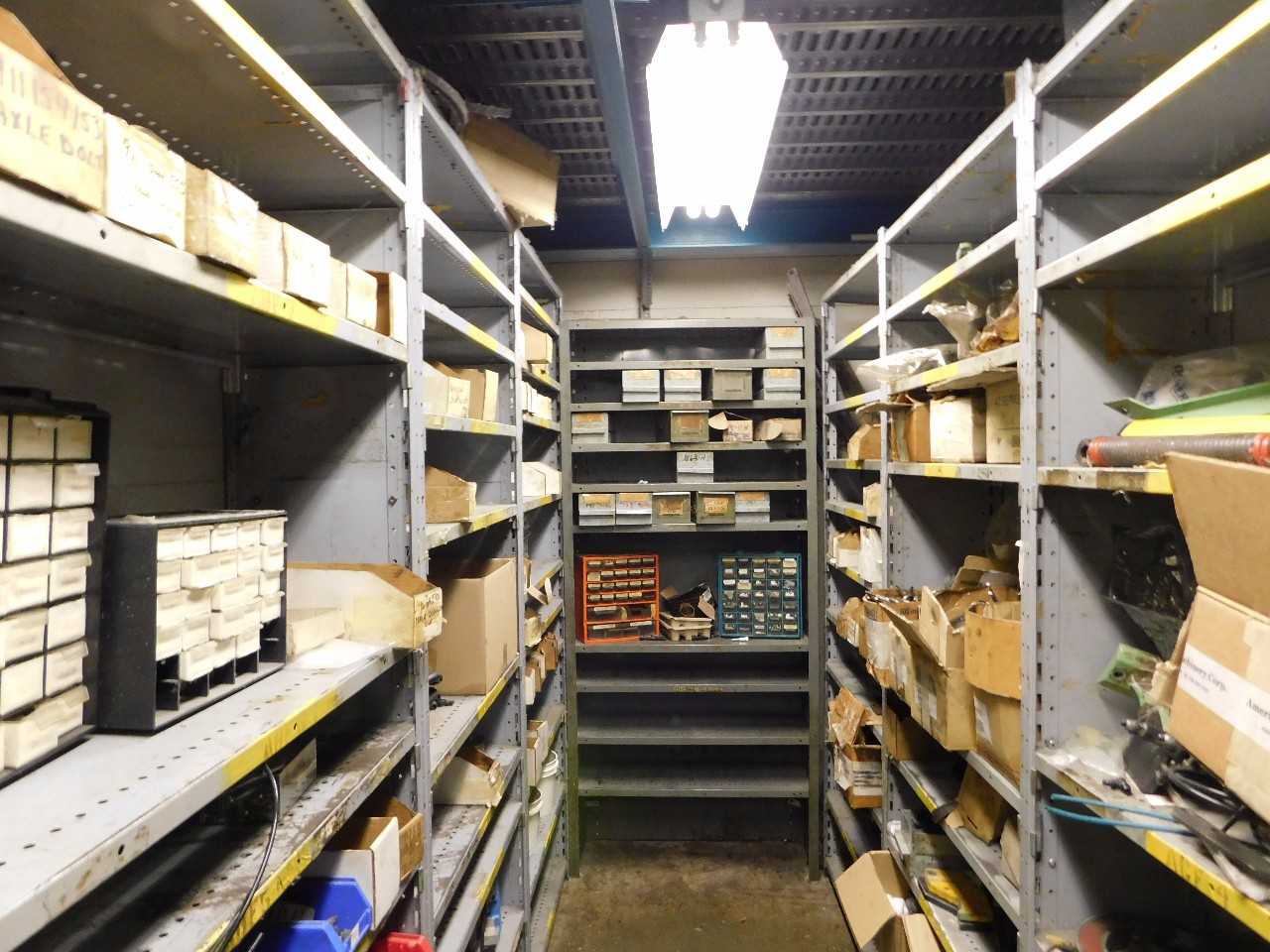 Parts Room Shelving with Misc Parts 6 Racks  - INDUSTRIAL PARTS