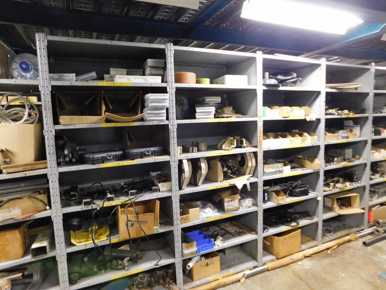 Parts Room Shelving with Misc Parts 13 Racks  - INDUSTRIAL PARTS