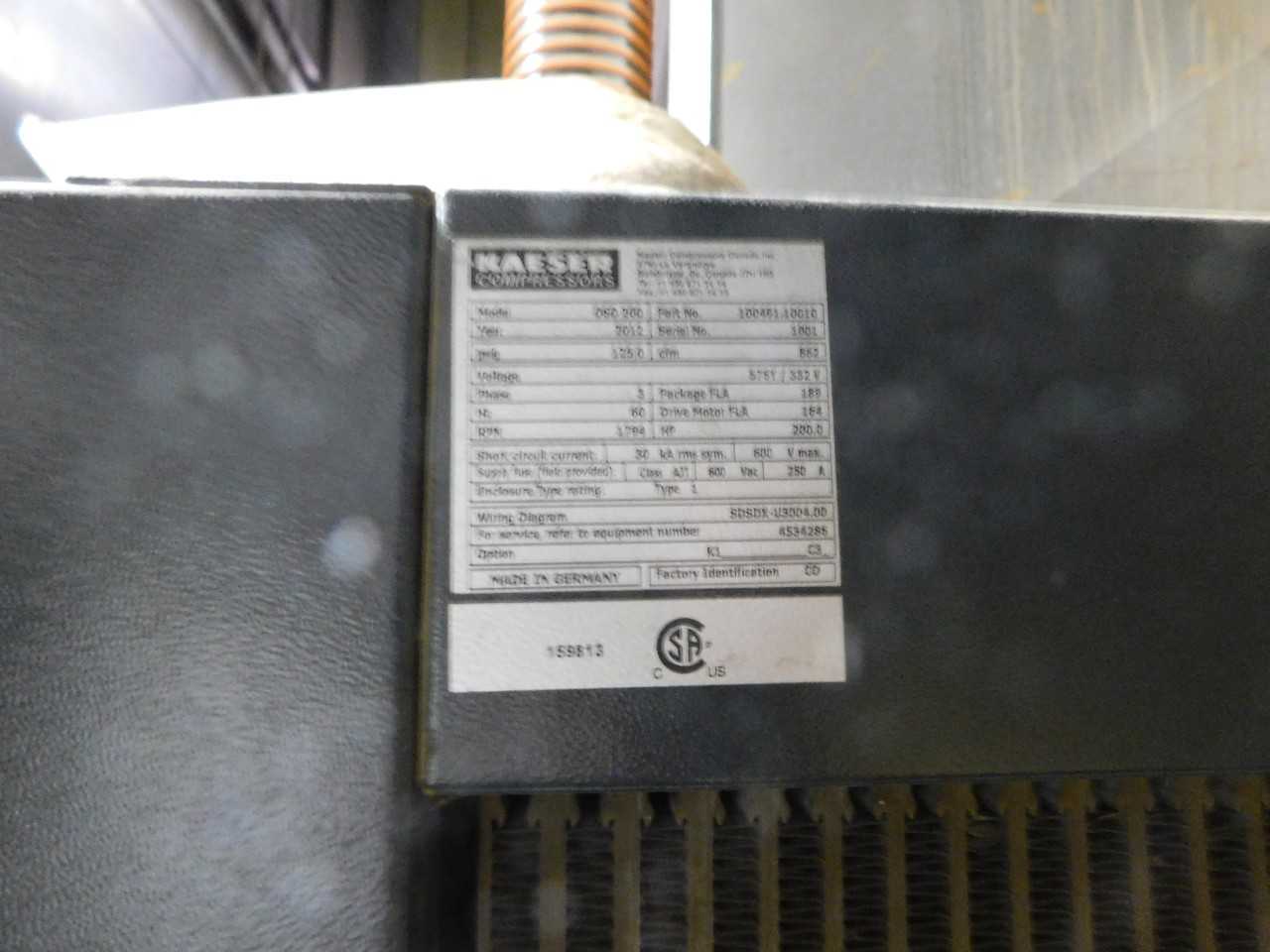 Kaesar DSD 200hp 2012   23,891 hours - AIR COMPRESSORS