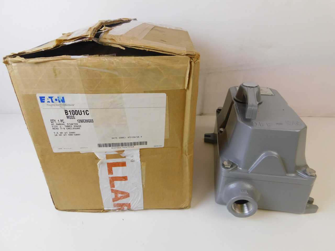 Quantity 1 of Eaton B100U1C Manual Starter AC Manual Starter - MOTOR STARTERS