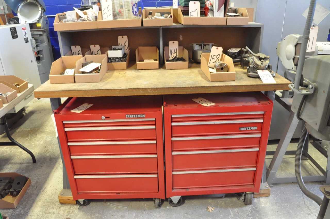 Lot-(2) 60" Wood Top Work Benches, (Contents Not Included), (Not to Be Removed Until Empty) - PLANT & FACILITY EQUIPMENT