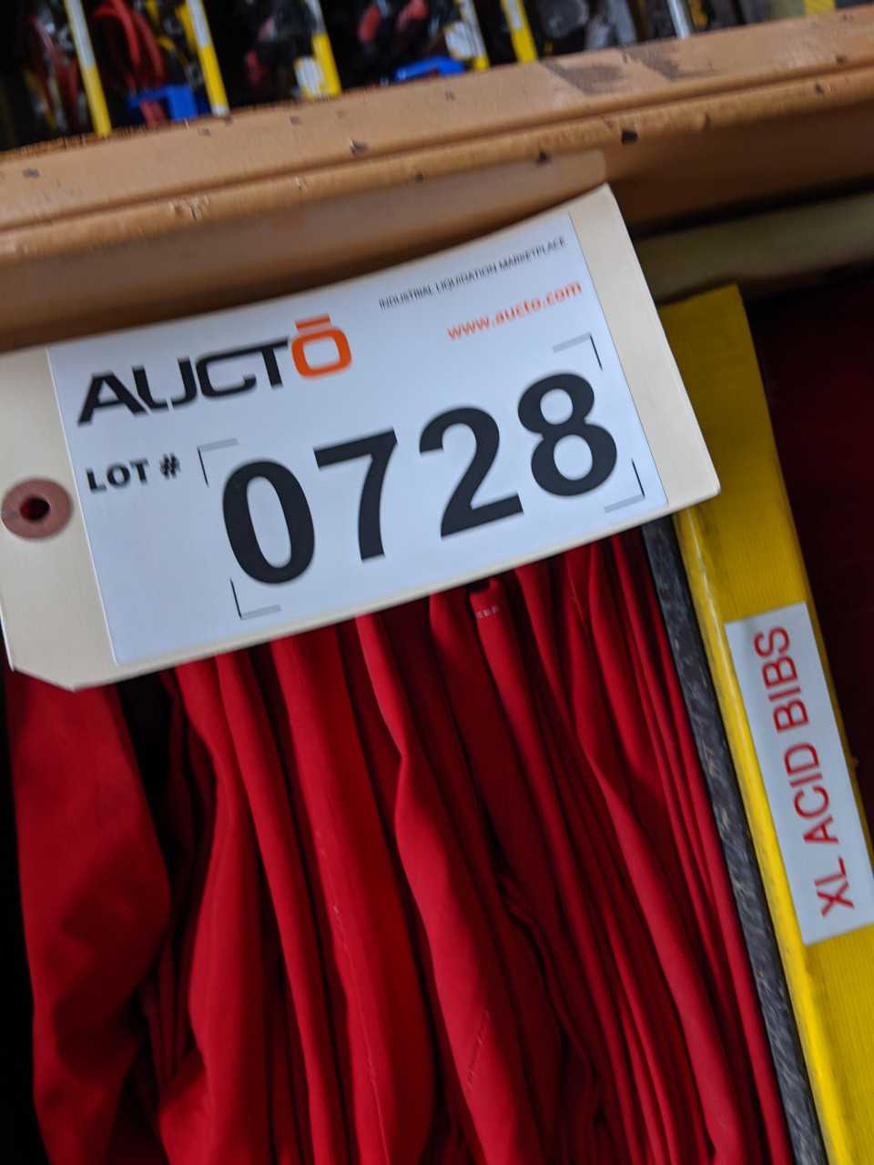 Contents of 5x sections shelving - rain jackets, hard hats, face shields, water coolers, acid bibs - SAFETY SWITCH