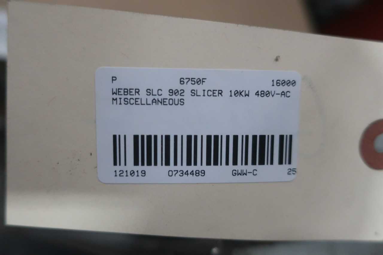 WEBER SLC 902 SLICER 10KW 480V AC MISCELLANEOUS - FOOD & BEVERAGE